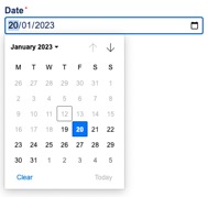 Date field calendar
