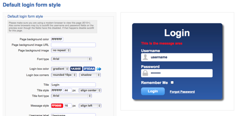 edit default login style page